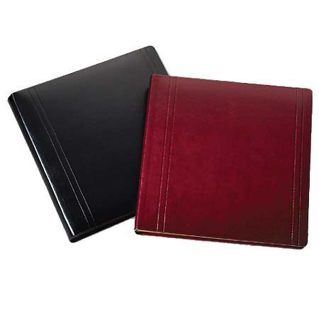 Leather Album Designs Classic Series Library Bound Album, 18 Pages, Holds up to 10x10" Photos, Black Eurohyde Cover and Black Pages with Gold Gilding.