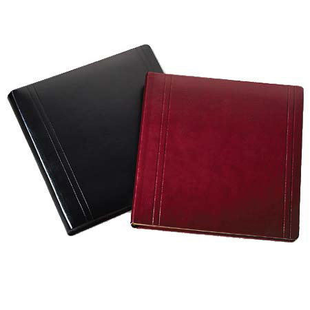 Leather Album Designs Classic Series Library Bound Album, 20 Pages, Holds up to 10x10" Photos, Black Eurohyde Cover and Black Pages with Gold Gilding.