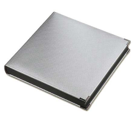 Leather Album Designs Classic Series Library Bound Album, 12 Pages, Holds up to 10x10" Photos, Faux Aluminum Cover and Black Pages with Black Gilding.