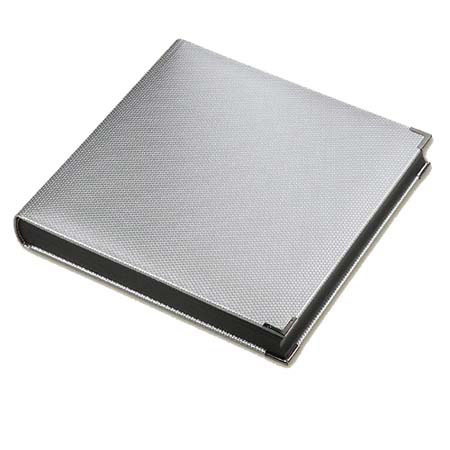Leather Album Designs Classic Series Library Bound Album, 20 Pages, Holds up to 10x10" Photos, Faux Aluminum Cover and Black Pages with Black Gilding.