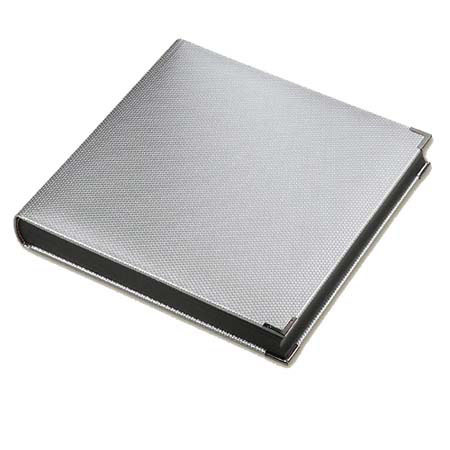 Leather Album Designs Classic Series Library Bound Album, 35 Pages, Holds up to 10x10" Photos, Faux Aluminum Cover and Black Pages with Black Gilding.