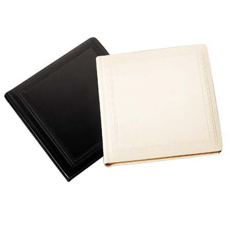 Leather Album Designs Classic Series Library Bound Album, 40 Pages, Holds up to 10x10" Photos, Ivory Leather Covers and Black Pages with Gold Gilding.