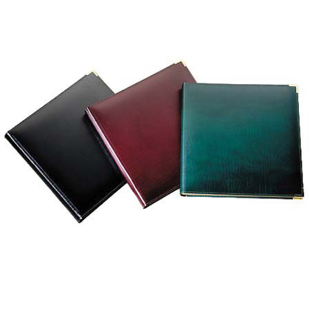 Leather Album Designs Classic Series Library Bound Album, 30 Pages, Holds up to 10x10" Photos, Black Leather Covers and Black Pages with Gold Gilding.