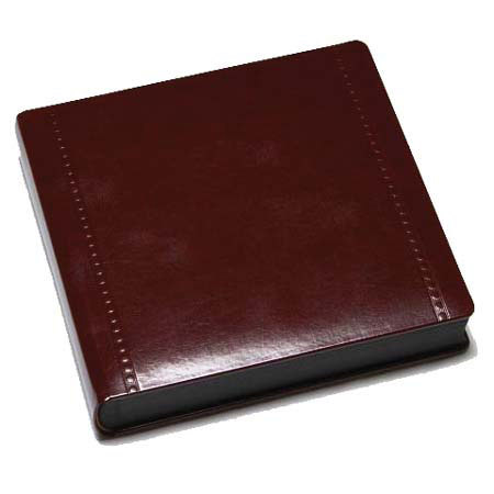 Leather Album Designs Corina Pro Series Library Bound Album, 10 Pages, Holds 20-5x7" Photos, Burgundy Eurohyde Covers and Black Pages with Black Gilding.