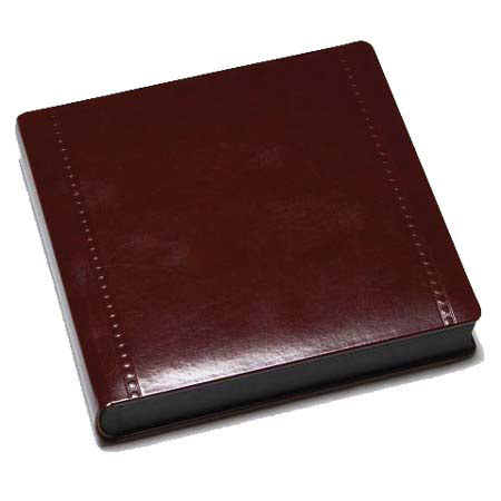 Leather Album Designs Corina Pro Series Library Bound Album, 12 Pages, Holds 24-5x7" Photos, Burgundy Eurohyde Covers and Black Pages with Black Gilding.