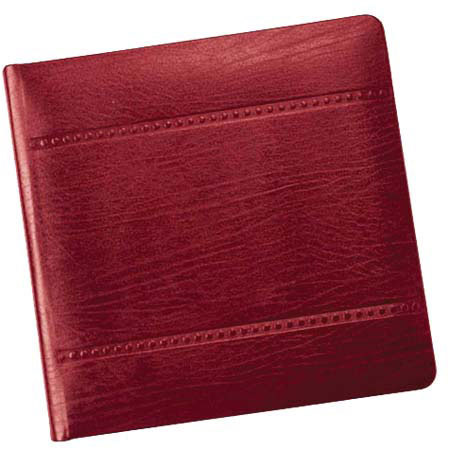 Leather Album Designs Corina Pro Series Library Bound Album, 15 Pages, Holds 30-10x10" Photos, Red Eurohyde Covers and Black Pages with Black Gilding.