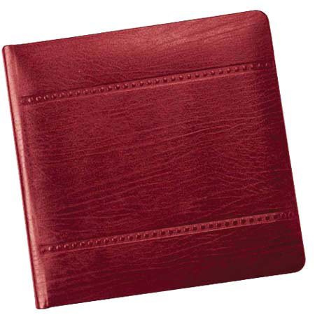 Leather Album Designs Corina Pro Series Library Bound Album, 35 Pages, Holds 70-10x10" Photos, Red Eurohyde Covers and Black Pages with Black Gilding.