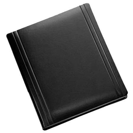 Leather Album Designs Corina Pro Series Library Bound Album, 35 Pages, Holds 70-8x10" Photos, Black Eurohyde Covers and Black Pages with Black Gilding.