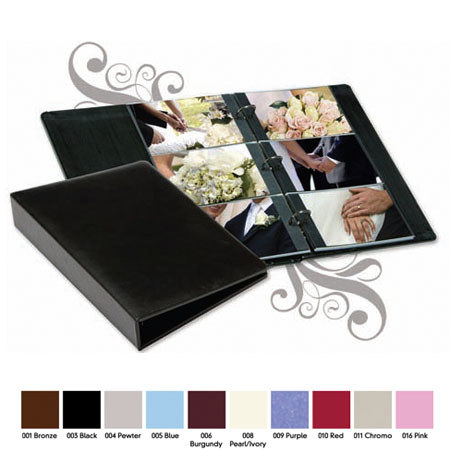 Leather Album Designs Preview Series Flat Spine Album, Fifty Pages holds 300 6x4" Photos, Three Per Page, Black Eurohyde Covers.