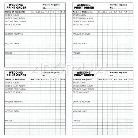 Leather Album Designs Preview Quad Series Order Form Pages, for 4x5" or 5x5" Photos, 100 pages Two per Page.