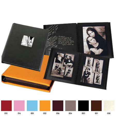 Leather Album Designs Regency Series Spiral Bound Album, 18 Pages holds 36-10x10" Photos, Pewter Cover and Black Pages with a 3.25x3.25" Window on Front Cover.
