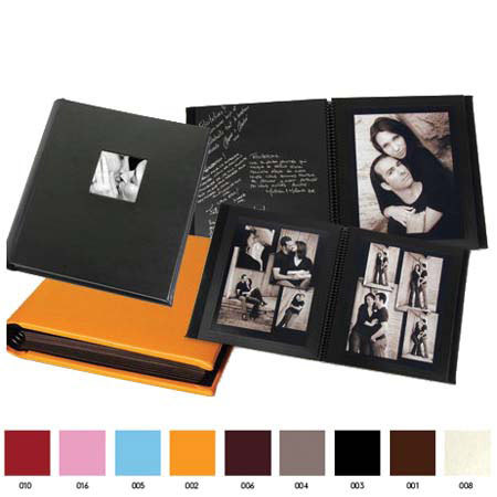Leather Album Designs Regency Series Spiral Bound Album, 12 Pages holds 24-10x10" Photos, Pink Cover and Black Pages with a 3.25x3.25" Window on Front Cover.