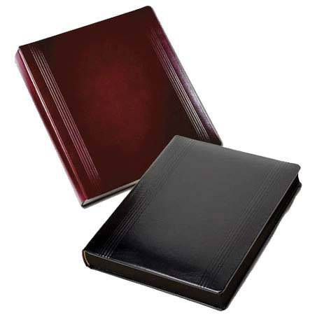 Leather Album Designs Prestige Flush Series Library Bound Album, 12 Pages holds 24-8x8" Photos, Black Eurohyde Leather Covers and Black Pages with Black Edging.