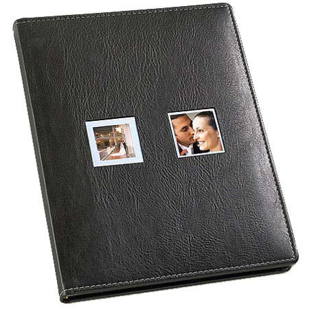 Leather Album Designs Prestige Flush Series Library Bound Album, 25 Pages holds 50-10x10" Photos, Black Bonded Leather Covers and Black Pages with Black Edging.