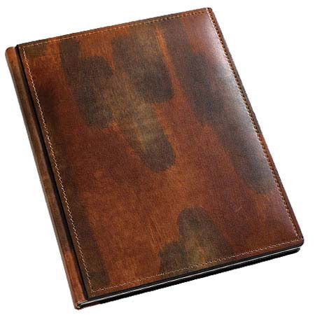 Leather Album Designs Prestige Flush Series Library Bound Album, 25 Pages holds 50-10x10" Photos, Multi-shade Brown Bounded Leather Covers and Black Pages with Black Edging.