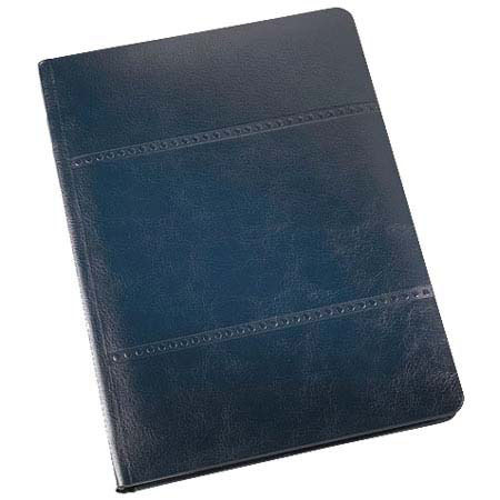 Leather Album Designs Prestige Flush Series Library Bound Album, 25 Pages holds 50-10x10" Photos, Blue Bonded Leather Covers and Black Pages with Black Edging.