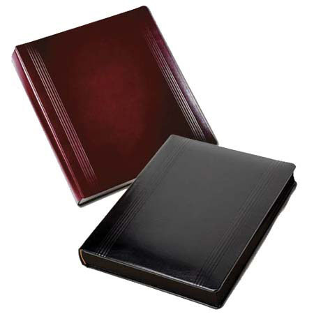Leather Album Designs Corina Pro Series Library Bound Album, 15 Pages holds 30-11x14" Photos, Black Cover and Black Pages with Black edging.