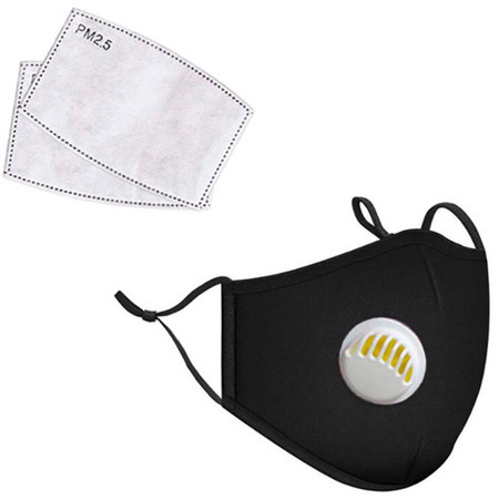 LANDOU Reusable Fabric Face Mask with PM2.5 Filters & Valve (Kids, Black)