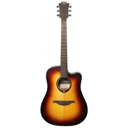 Lag Tramontane 70 Dreadnought Cutaway Electro Guitar, Brown Sunburst