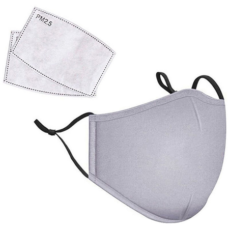 LANDOU Reusable Fabric Face Mask with PM2.5 Filters (Adults, Gray)