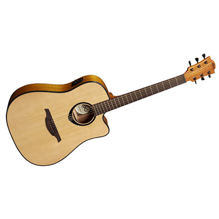 Lag Tramontane T66DCE Dreadnought Cutaway Semi-Acoustic Guitar, Natural