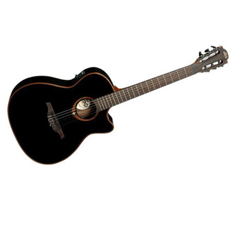 Lag Tramontane TN100A14CE Auditorium Cutaway Acoustic/Electric Guitar, Black