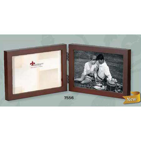 Lawrence Wood Series Hinged Wood Molding Frame for 2 4x6" Photographs, Walnut