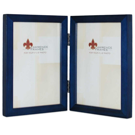 Lawrence Wood Series Hinged Wood Molding Frame for 2 5x7" Photographs, Blue