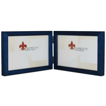 Lawrence Wood Series, Hinged Wood Molding Frame for Two 7x5" Photographs, Color: Blue