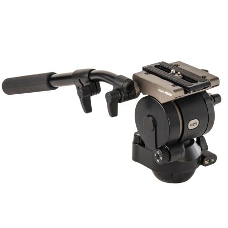 Libec H25 Dual Base Fluid Head with PH-6B Pan Handle, 11 lbs Load Capacity