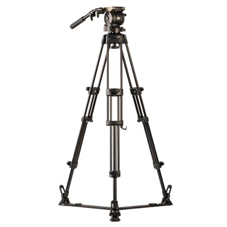 Libec HS-150 3-Section Al Tripod with H15 Fluid Head and SP-2B Floor Spreader