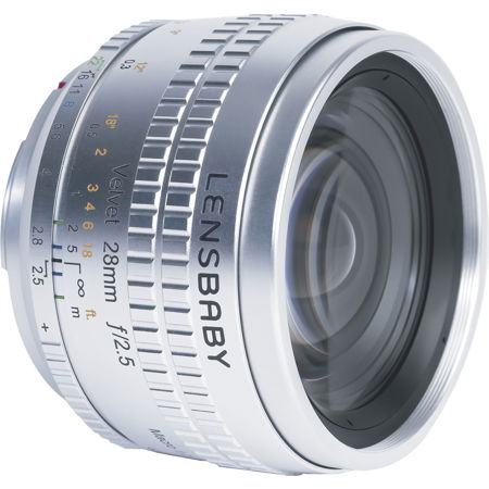Lensbaby Velvet 28 28mm f/2.5 Lens for Nikon F, Silver