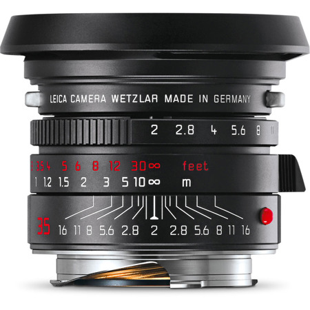 Leica 35mm f/2.0 Summicron-M Aspherical, Manual Focus Lens f/M Sys, Black Chrome