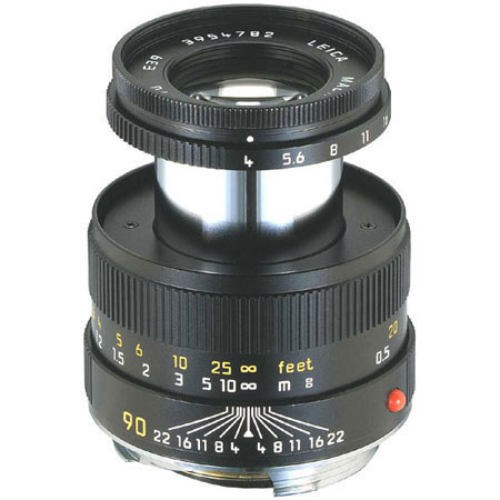Leica 90mm f/4 Macro Elmar-M Telephoto Manual Focus Lens for M System, Black - U.S.A. Warranty