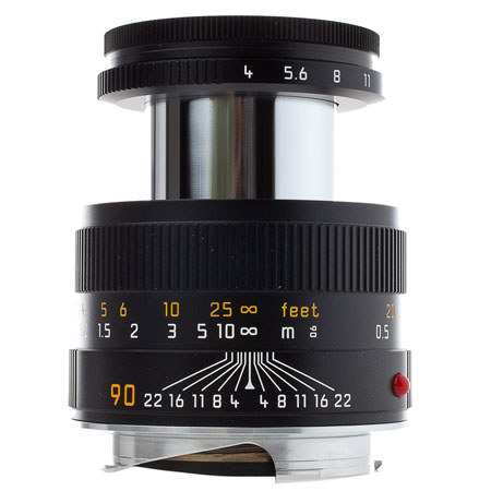 Leica 90mm f/4 Macro Elmar-M, (6-Bit) Lens f/M-Black w/Angle