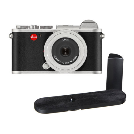 Leica CL Mirrorless Digital Camera, Silver with 18 mm f/2.8 ASPH. Lens, Grip