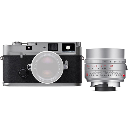 Leica MP 0.72 Compact 35mm Film Rangefinder Camera with 0.72x Viewfinder Magnification, Bundle with 35mm f/1.4 Summilux-M ASPH Lens, 2022 Version, Silver