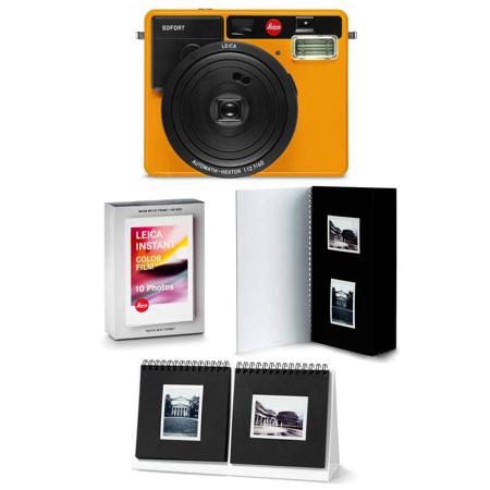 Leica Sofort Instant Camera Orange W/Sofrt Color Film Pack/Photo Album/Presenter