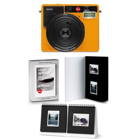 Leica Sofort Instant Camera Orange With Monochrom Film Pack/Photo Album/Presnter