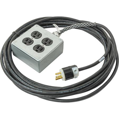Laird SSPC-75 75' Stage Systems 15 Amp 14/3 AC Power Extension Cord w/Quad Box