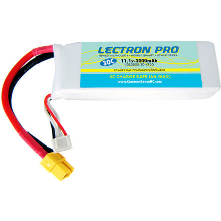 COMMON SENSE RC Lectron Pro 11.1V 3000mAh 30C LiPo Battery with XT60 Connector