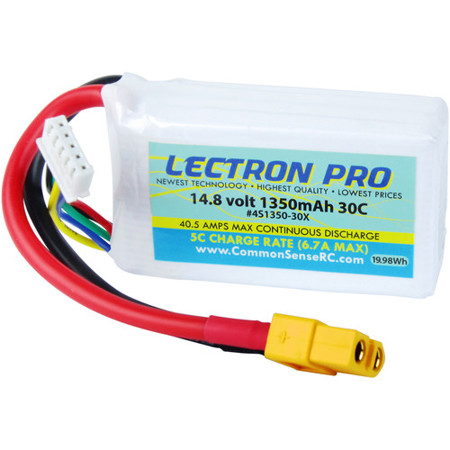 COMMON SENSE RC Lectron Pro 14.8V 1350mAh 30C LiPo Battery with XT60 Connector