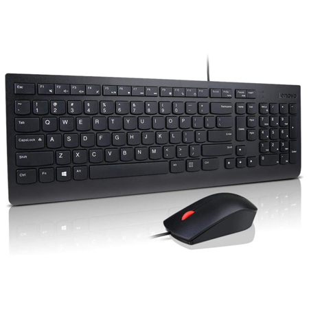 Lenovo Essential Wired USB Keyboard and Mouse Combo, Black