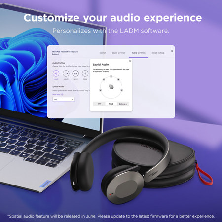 Lenovo ThinkPad 8550 Wireless ANC Headset w/USB-C Adapter, Aura