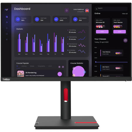 Lenovo ThinkVision T24i-30 23.8" 16:9 Full HD IPS WLED LCD Monitor, Raven Black