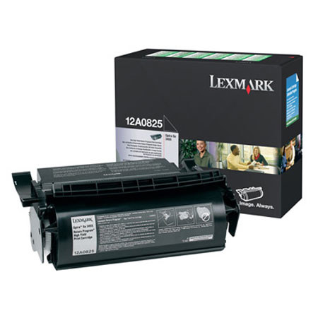 Lexmark 12A0825 Black Toner Cartridge, Yield 23000 Page