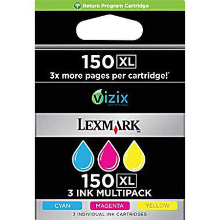 Lexmark 150XL Color Ink Cartridge, Cyan/Magenta/Yellow, 3/Pack