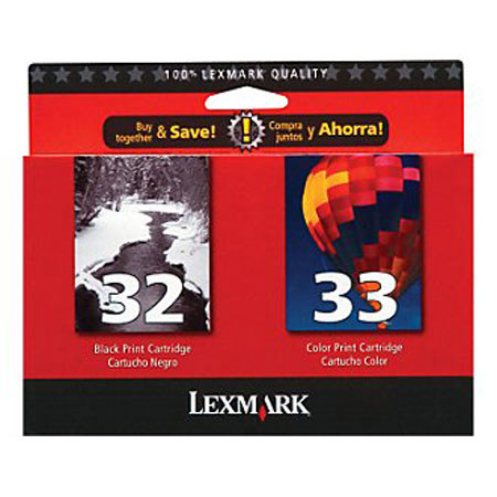 Lexmark #32/# 33 Black & Color InkJet Print Cartridge Pack #18C0532