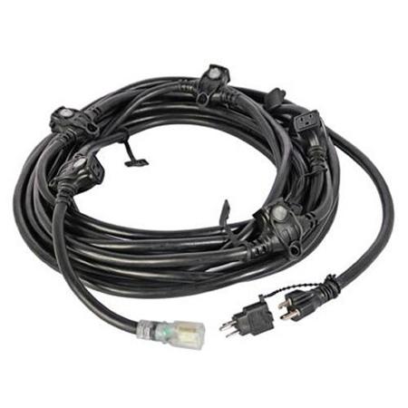 Lex E-String 20 Amp 12/3 STW NEMA 5-15 Extension Cord, 6-Receptacles, 50', Black