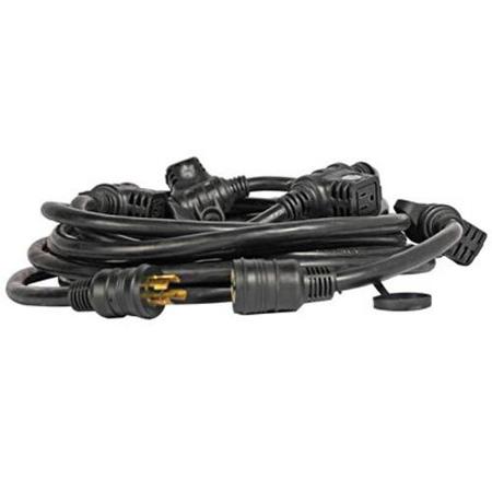 Lex E-String 20 Amp NEMA 5-15 Extension Cord, 4-Receptacles, 33', Black